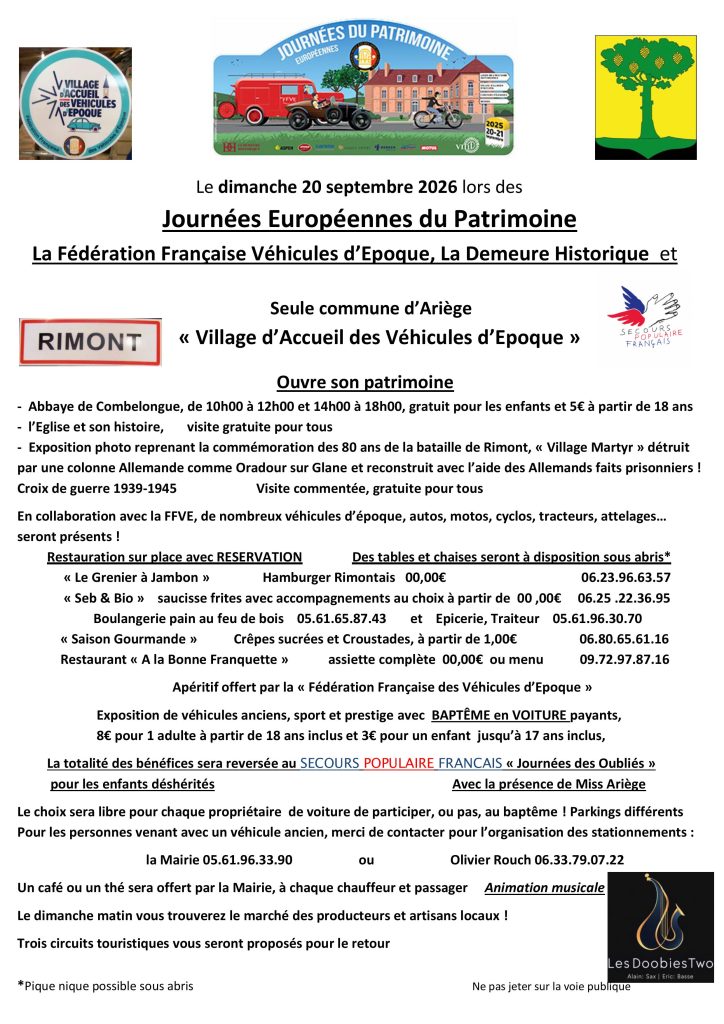 programme Journées Européennes du Patrimoine 2026 à Rimont